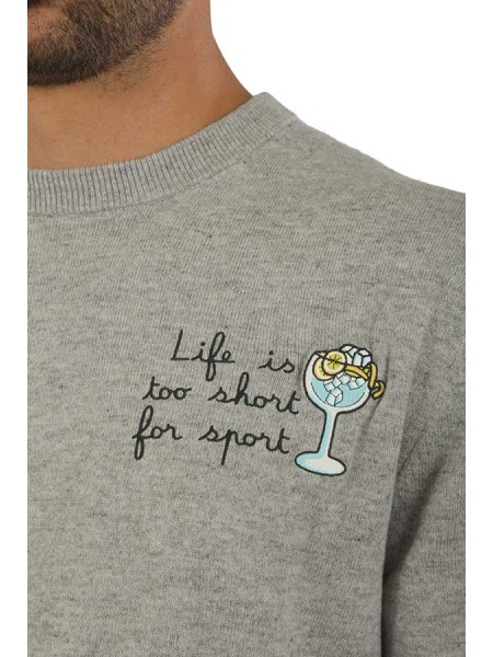 Maglia MC2 con Ricamo Life is too short for Sport Grigio
